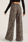 Brown Leopard High Waist Wide Leg Pants