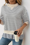 Stripes Splicing Long Sleeves Top