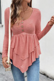Pink Ruffle Hem Slim Top