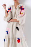 Lantern Sleeves Printing Dress