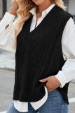 Cable Knit V Neck Sweater Vest