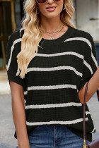 Stripes Short Sleeves Knitting Top
