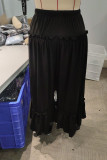 Black Wide Leg Splicing Pants