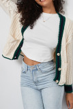 White V Neck Knitting Cardigan