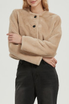 Khaki Fleece Short Jacket