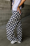 Plaid Checked Wide Leg Pants