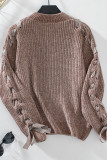 Lace Up Bowknot Knitting Sweater