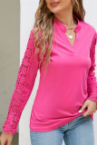Lace Crochet Sleeves V Neck Top