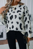 Leopard Jacquard Pullover Sweater