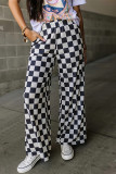 Plaid Checked Wide Leg Pants