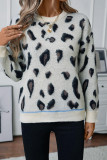 Leopard Jacquard Pullover Sweater