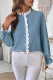 Blue Bubble Sleeves Crochet Shirt