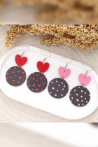 Valentine Polka Dot Heart Wooden Earrings