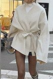 Apricot Tie Waist Flare Sleeves Coat