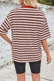 Colorblock Stripes Crew Neck Short Sleeves Top