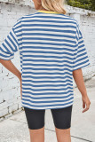 Colorblock Stripes Crew Neck Short Sleeves Top