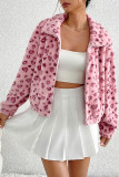 Pink Heart Leopard Fleece Coat