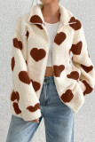 Heart Pattern Fleece Zipper Coat