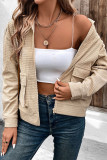 Khaki Textured Pocket Zipper Coat