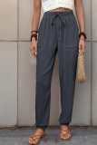 High Waist Plain Textured Jogger Pants