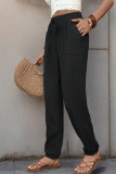 High Waist Plain Textured Jogger Pants
