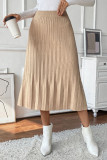 Khaki Smocked High Waist Skirt Dress