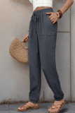 High Waist Plain Textured Jogger Pants