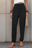 High Waist Plain Textured Jogger Pants