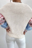 Colorblock Splicing Lantern Sleeves Knitting Top