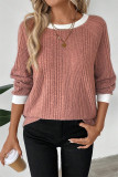 Plain Crew Neck Ribbed Knitting Top