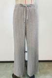 Grey High Waist Wide Leg Pants