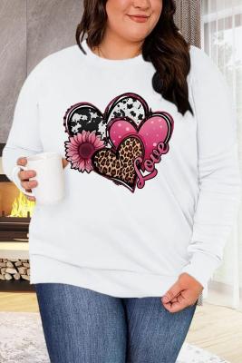 Plus Size Leopard Heart Print Top