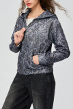 Leopard Hooded Zipper Jacket