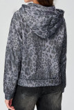 Leopard Hooded Zipper Jacket