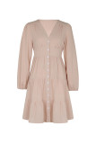 Apricot Button Up Tiered Dress