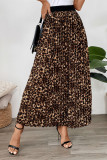 Brown Leopard High Waist Skirt Dress