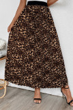 Brown Leopard High Waist Skirt Dress