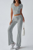 Short Sleeves Crop Top and Pants Set
