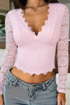 V Neck Lace Sleeves Top