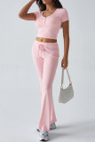 Short Sleeves Crop Top and Pants Set