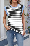 Sleeveless Stripes Crew Neck Top