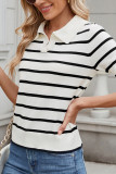 Stripes Short Sleeves Knitting Top