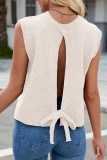 Solid Color Sleeveless Back Cut Out Vest