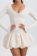 V Neck Long Sleeves Ruffle Dress