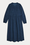 Navy Corduroy Long Dress
