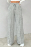 Grey High Waist Wide Leg Straight Pants