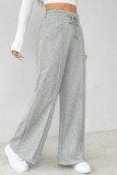 Grey High Waist Wide Leg Straight Pants