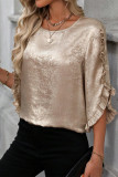 Apricot Ruffle Half Sleeves Top