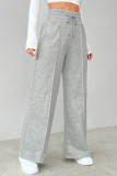Grey High Waist Wide Leg Straight Pants
