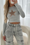 Pentagram Leopard Long Sleeves Top